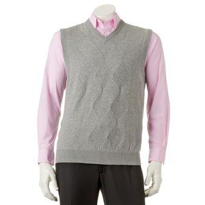 Van Heusen Classic-Fit Grey Argyle Sweater Vest, L